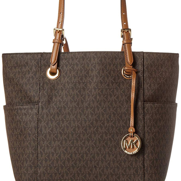 MICHAEL KORS Jet Set LARGE Signature Tote Brown - Picture 1 of 8